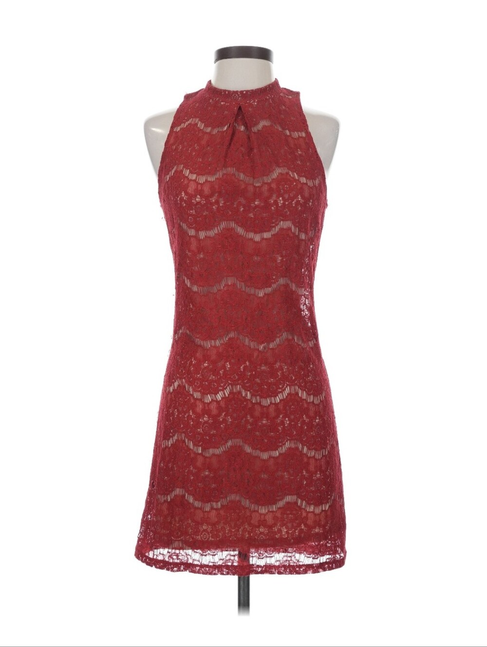 Love, Fire Red Lace Mini Shift Dress, Size S